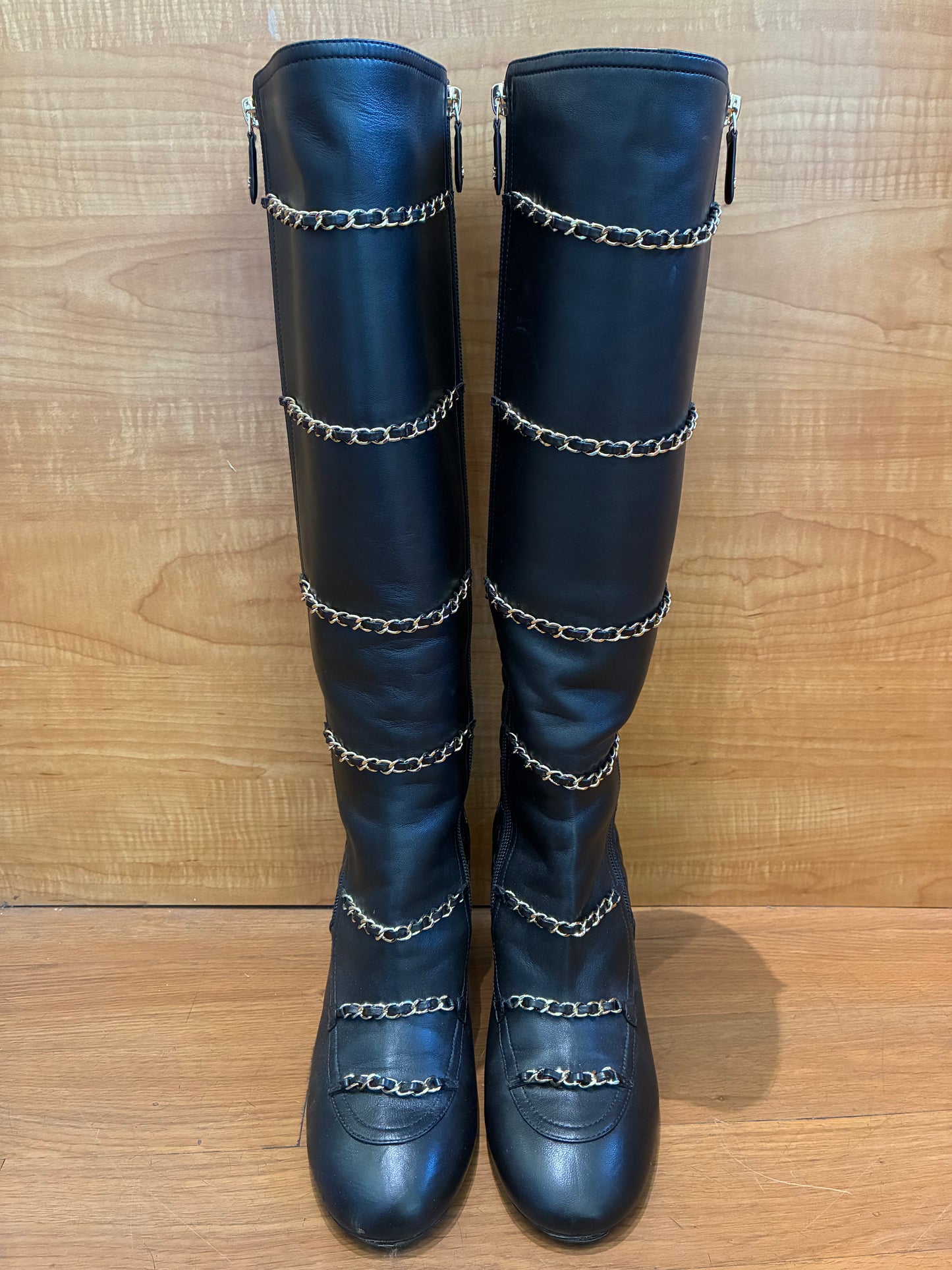 Chanel Leather Chain High Boots