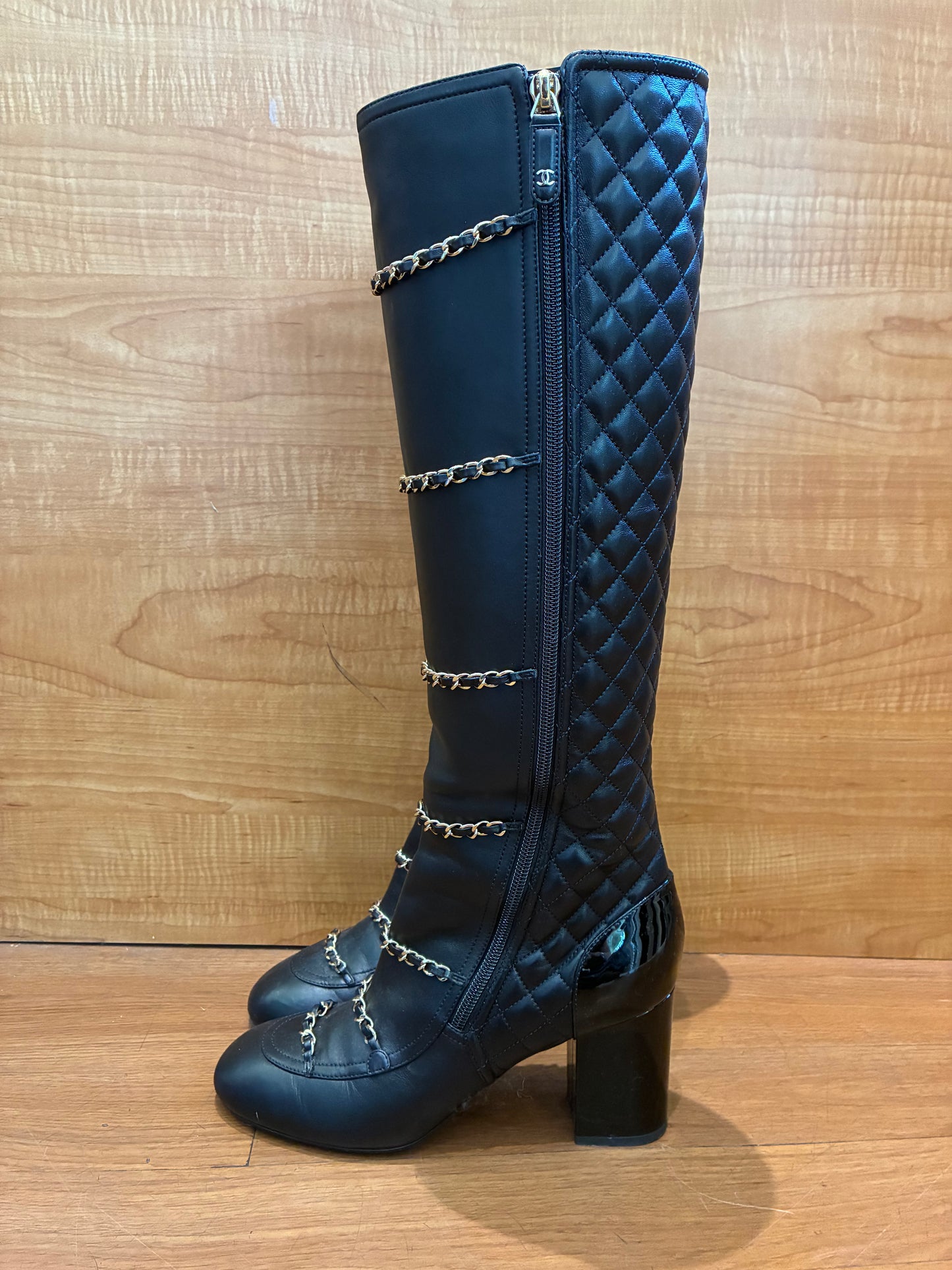 Chanel Leather Chain High Boots