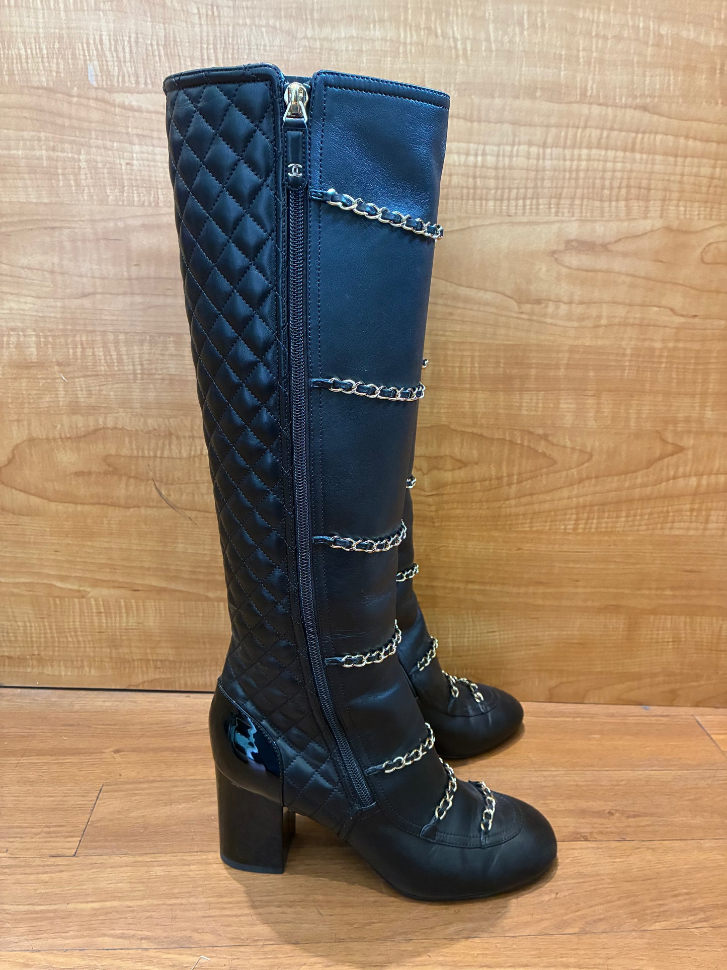 Chanel Leather Chain High Boots