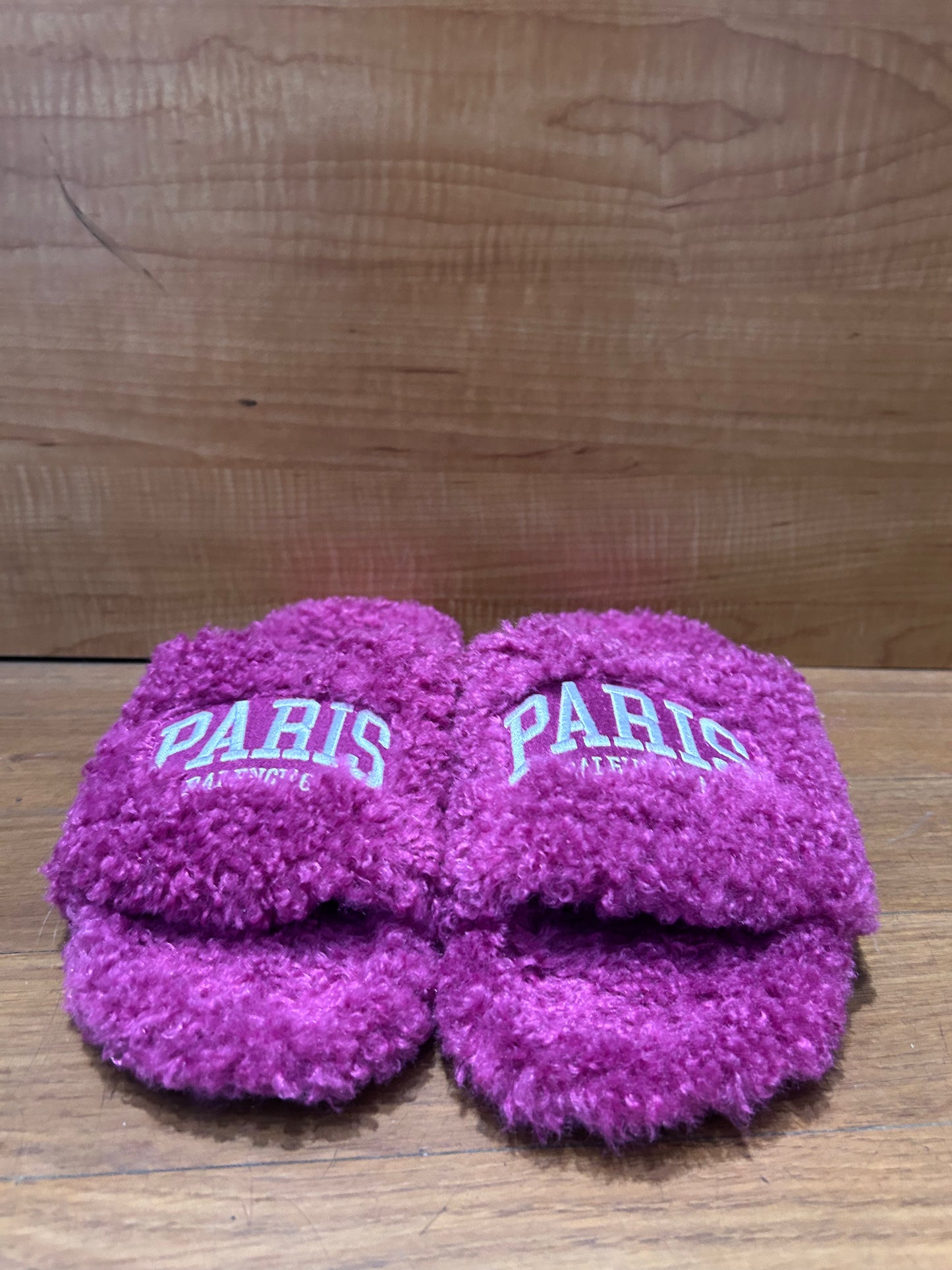 Balenciaga Cities Paris Furry Slide Sandals