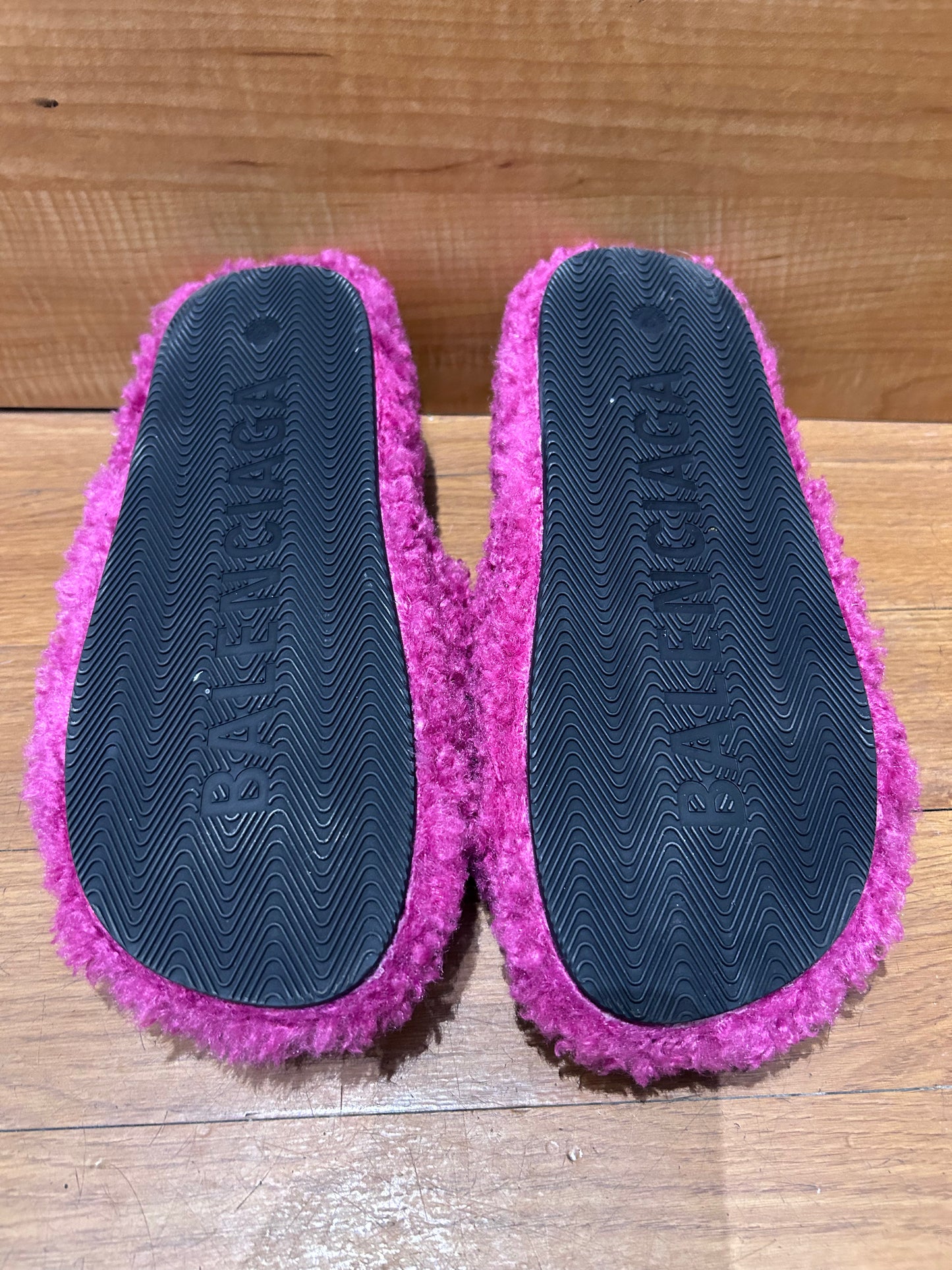 Balenciaga Cities Paris Furry Slide Sandals
