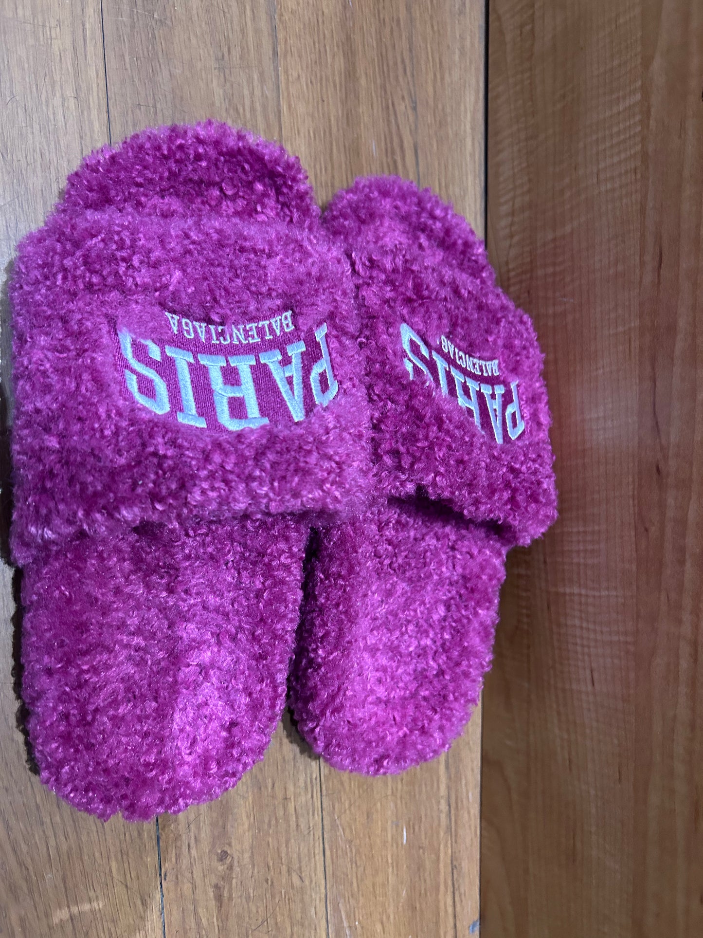 Balenciaga Cities Paris Furry Slide Sandals
