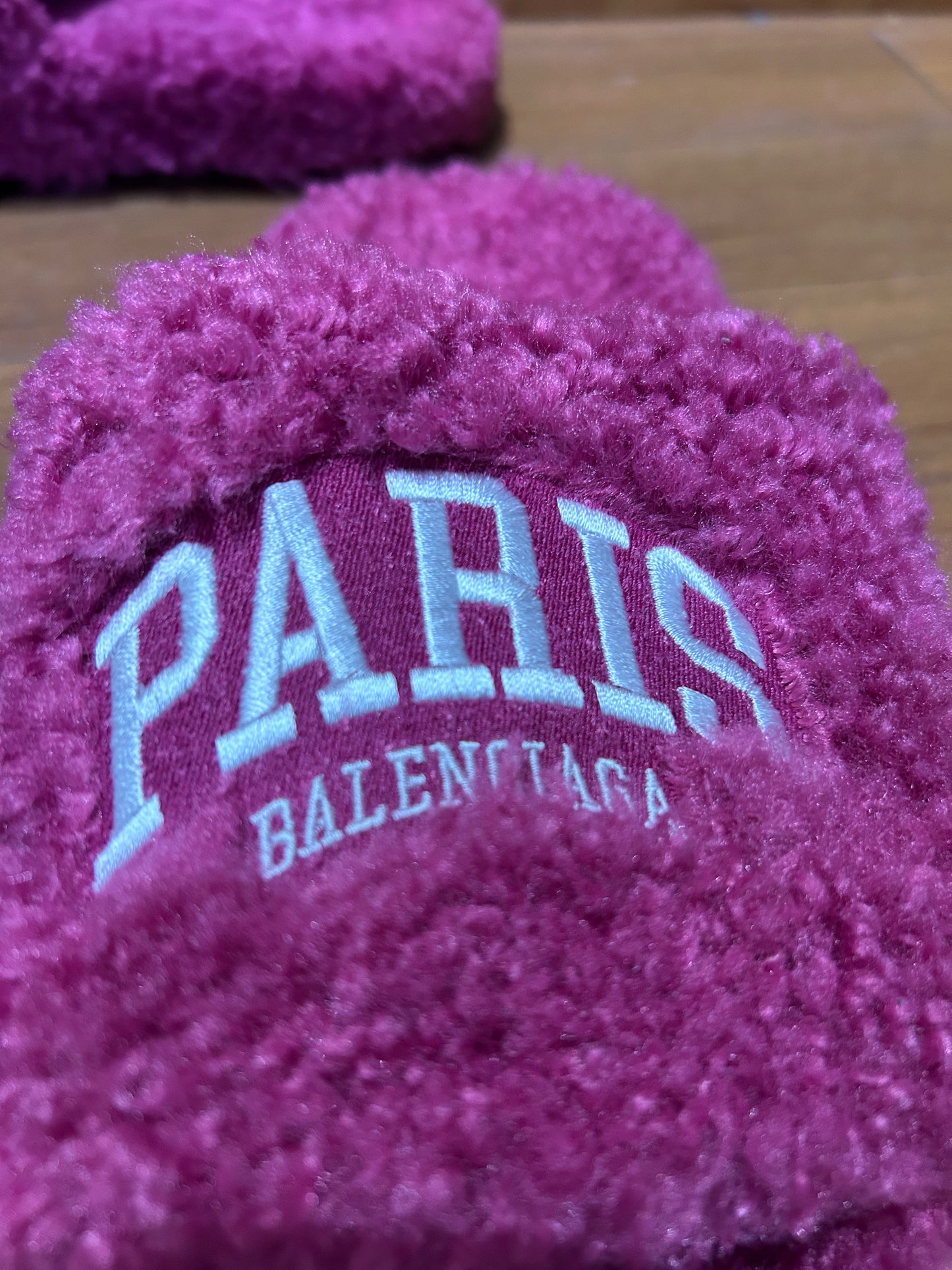 Balenciaga Cities Paris Furry Slide Sandals