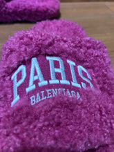 Load image into Gallery viewer, Balenciaga Cities Paris Furry Slide Sandals Size 7
