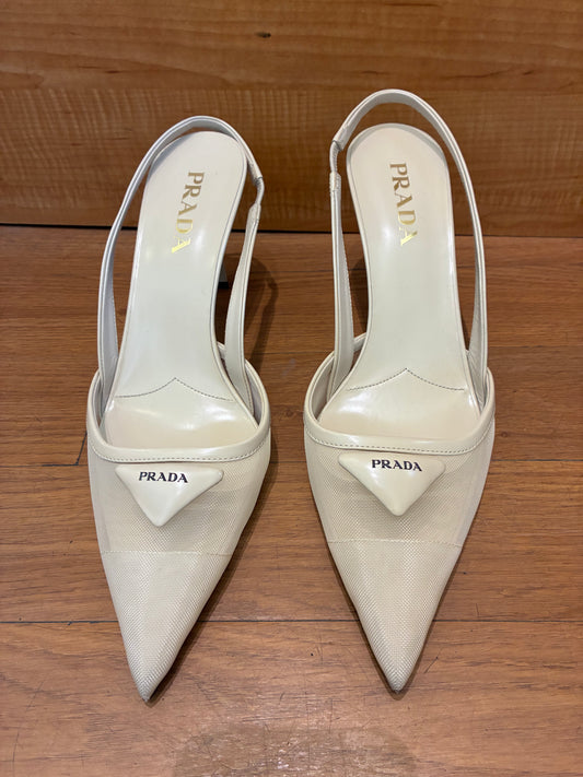 Prada Mesh Fabric Slingback Pumps