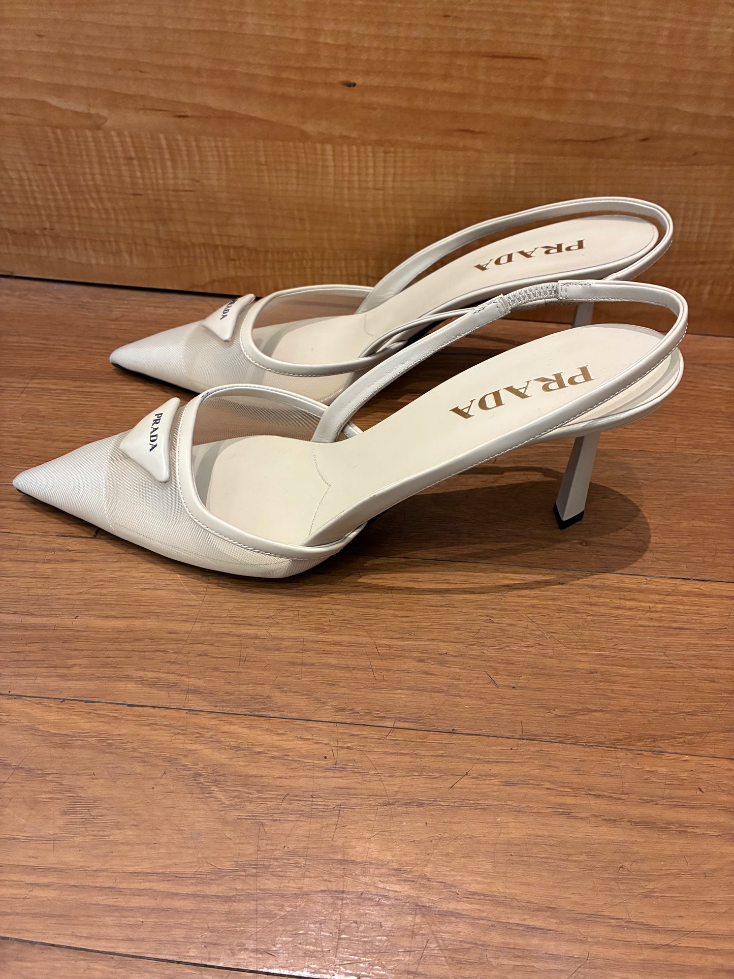 Prada Mesh Fabric Slingback Pumps