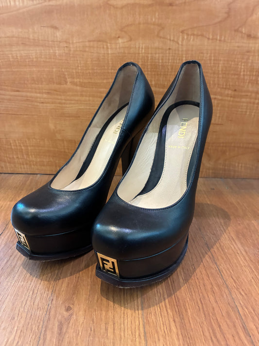 Fendi Fendista Black Platform Heels