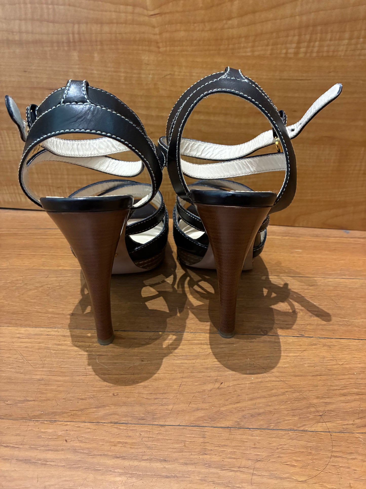 Prada Black Strappy Heels