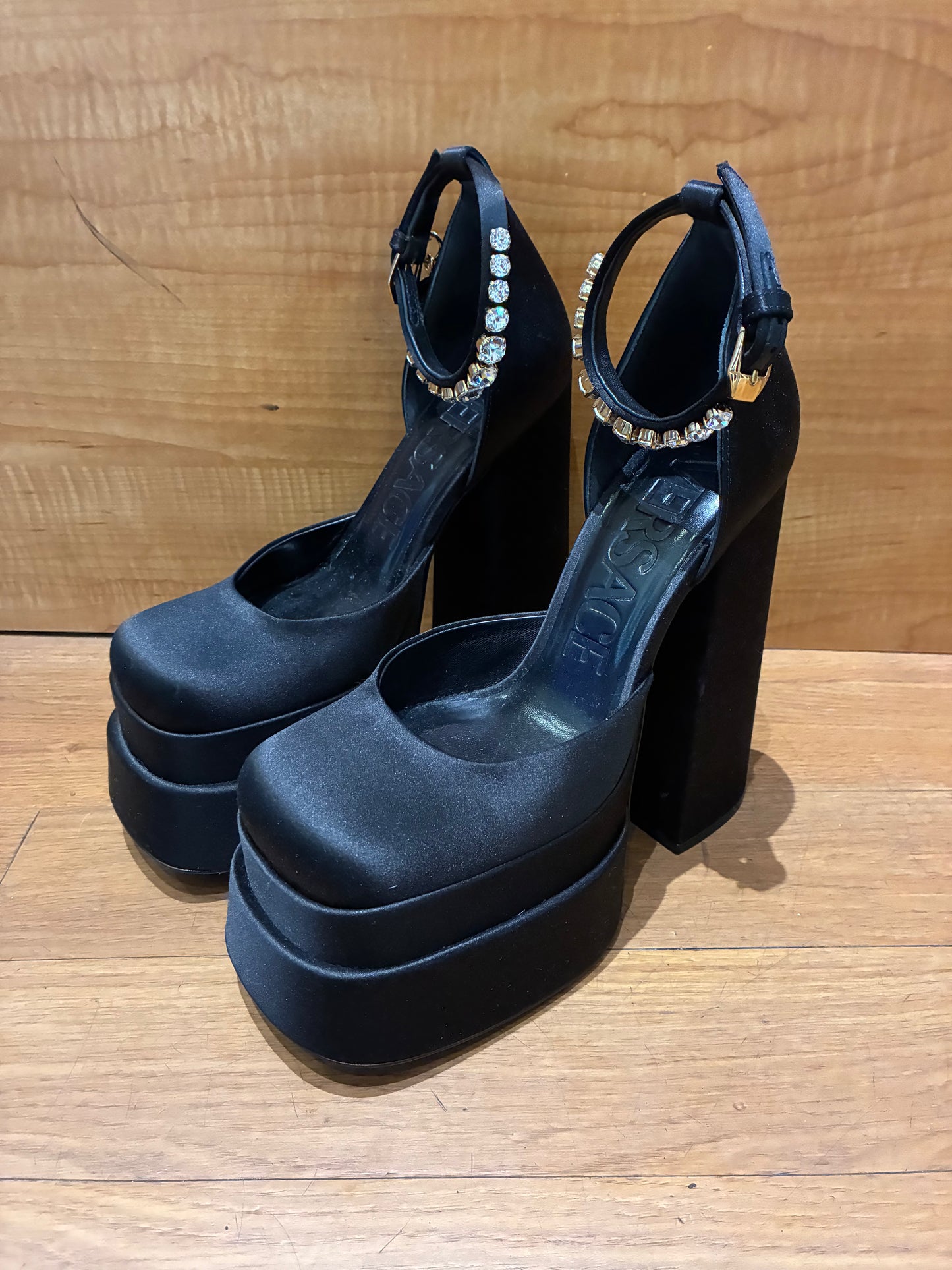 Versace Medusa Insignia Satin Platform Pumps