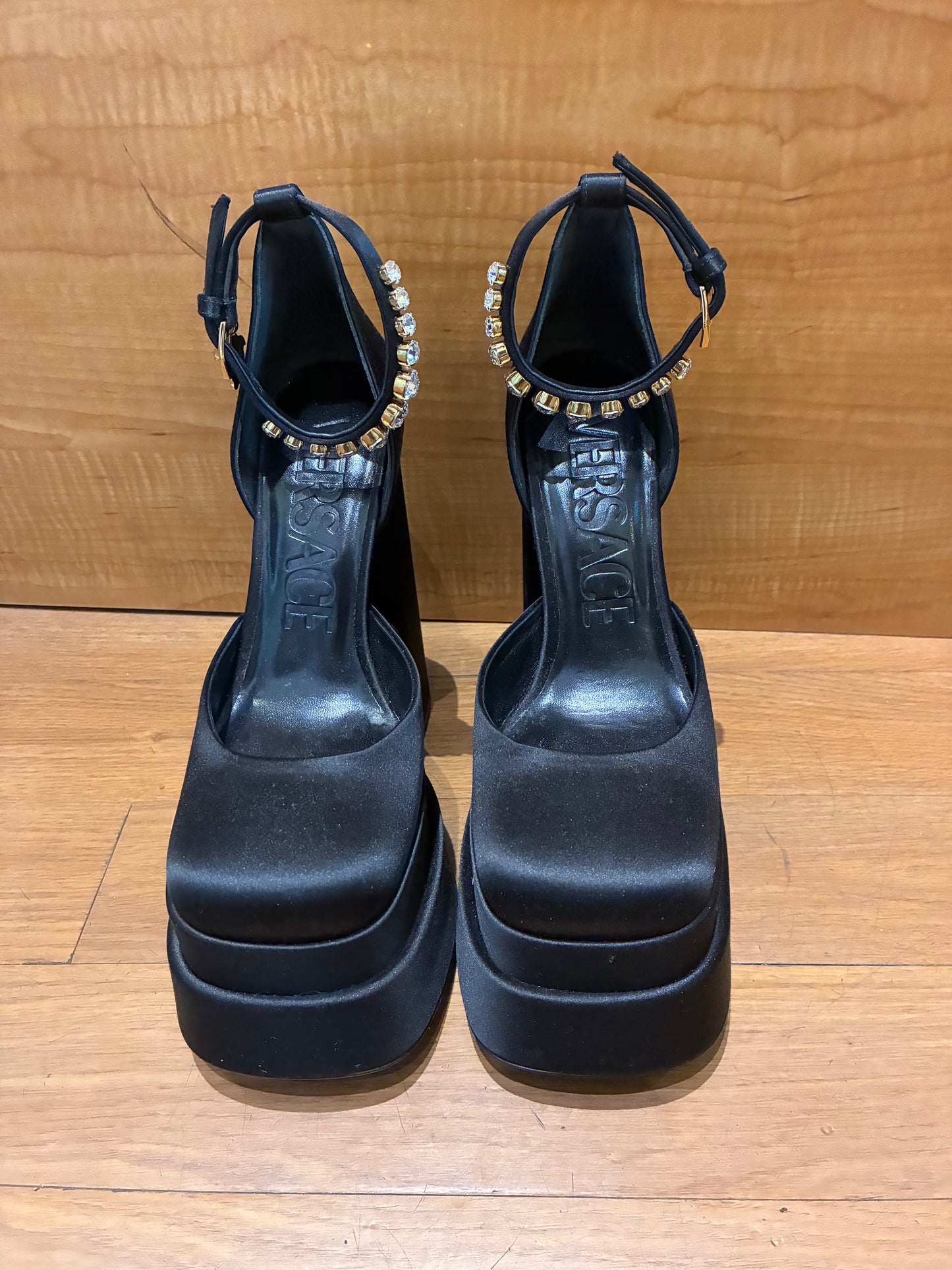 Versace Medusa Insignia Satin Platform Pumps