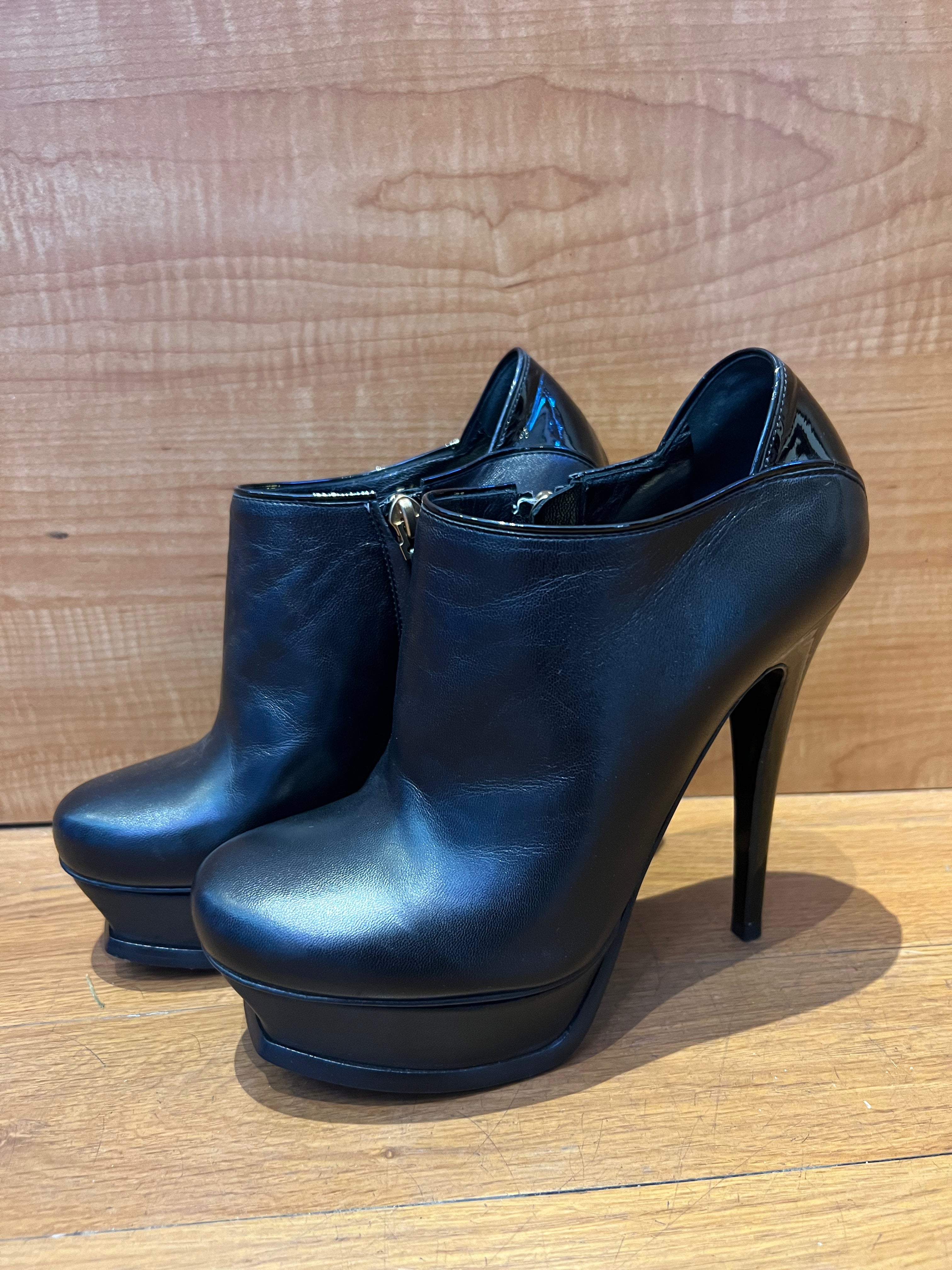 靴 SAINT LAURENT 630486 2PY00 1000 Saint Laurent Women's Black Shiny Leather Tall Boot EU 36