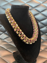 Load image into Gallery viewer, Lee Angel Purple Baguette Crystal Necklace
