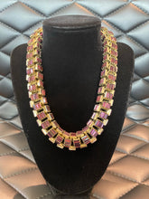 Load image into Gallery viewer, Lee Angel Purple Baguette Crystal Necklace
